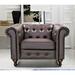 Chesterfield Chair - Alcott Hill® Shahan 39.76" W Tufted Chesterfield Chair Faux Leather in Brown | 30.3 H x 39.76 W x 33.5 D in | Wayfair