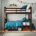 Viv + Rae™ Malave Twin Over Twin Solid Wood Heavy Duty Bunk Bed Metal in Gray | 67.5 H x 43.58 W x 80.5 D in | Wayfair