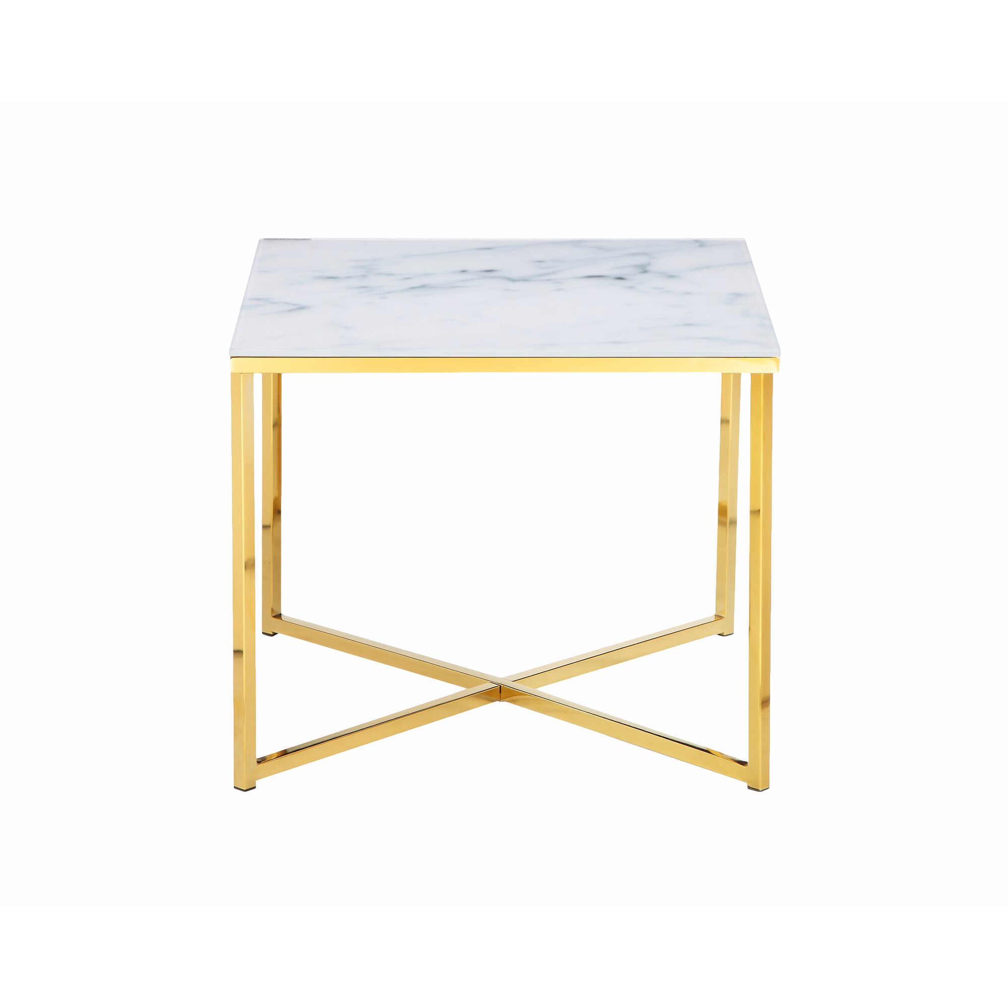 SalesFever »Marmara« Beistelltisch Marmor-Optik weiß/gold 50 x 42 x 50 cm