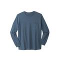 Men's Big & Tall Shrink-Less™ Lightweight Long-Sleeve Crewneck Pocket T-Shirt by KingSize in Heather Slate Blue (Size XL)