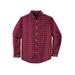 Men's Big & Tall Wrinkle-Free Plaid Shirt by KingSize in Rich Burgundy Plaid (Size 7XL)