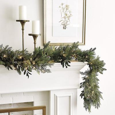 Prelit Mixed Cedar 6' Garland - Ballard Designs