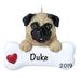 The Holiday Aisle® Pug Personalized Hanging Figurine Ornament Plastic in Brown/White | 3 H x 3.25 W x 0.5 D in | Wayfair