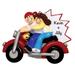 The Holiday Aisle® Motorcycle Couple Hanging Figurine Ornament Plastic in Brown/Red | 3.5 H x 4.5 W x 0.5 D in | Wayfair