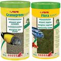 sera Bundle Malawi Futter Set bestehend aus Granugreen 1 Ltr. (mit 4% Spirulina) & Flora 1 Ltr. (mit 7% Spirulina) pflanzliches Futter für Herbivore Cichliden z.B. Malawi & Tropheus Moorii