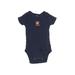 Carter's Short Sleeve Onesie: Blue Solid Bottoms - Size 12 Month