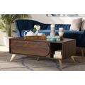 Baxton Studio Edel Mid-Century Modern Walnut Brown & Gold Finished Wood Coffee Table - Wholesale Interiors LV12CFT12140WI-Columbia-Gold-CT