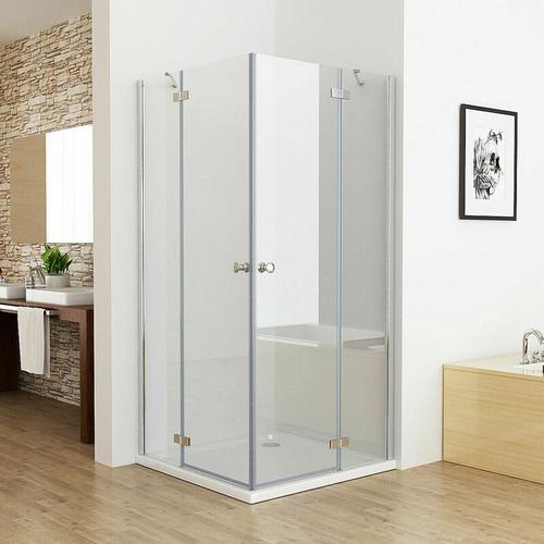 100 x 80 cm Duschkabine Eckeinstieg Duschwand Dusche Duschabtrennung mit 100×80 Duschtasse esg Glas