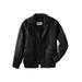 Men's Big & Tall Leather Aviator Jacket by KingSize in Black (Size L)