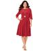Plus Size Women's Velour Swing Drape Dress by Roaman's in Classic Red (Size 22/24)