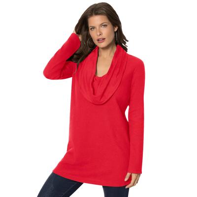 Plus Size Women's Cowl-Neck Thermal Tunic by Roaman's in Vivid Red (Size 4X) Long Sleeve Shirt