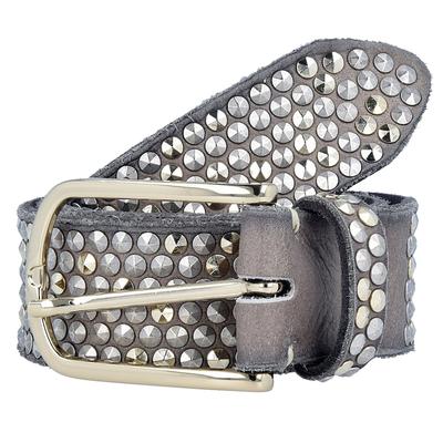 b.belt - Nietengürtel Leder Gürtel Grau Damen