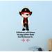 Zoomie Kids Listen Pirate Boy Cute Vinyl Wall Decal Vinyl in Black/Brown | 30 H x 27 W in | Wayfair 5C85599A500848568C41F63F55ECC352