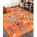 JONATHAN Y Indoor Rugs Orange/Multi - Orange & Green Geometric Love Rug