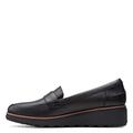 Clarks Women's Clarks Women's - Sharon Gracie Black Leather With Dark Tan Welt 8m Penny Loafer, Black Leather With Dark Tan Welt, 6 UK