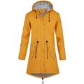 SWAMPLAND PU Lined Raincoat Women Warm Rainjacket Waterproof Trench Coat with Hood Winter Rainwear Ladies Windbreaker Yellow Gr.XL