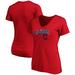 Women's Fanatics Branded Red Cleveland Indians Team Logo Lockup V-Neck T-Shirt
