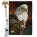 Breeze Decor Portrait of an Eagle Impressions Decorative 2-Sided Polyester 40 x 28 in. Flag Set in Black | 40 H x 28 W x 4 D in | Wayfair