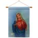 Breeze Decor Sacred Heart Mary 2-Sided Polyester 40 in. x 28 in. Flag Set in Gray/Red | 40 H x 28 W x 1 D in | Wayfair