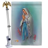Breeze Decor Our Lady of Grace 2-Sided Polyester 40 in. x 28 in. Flag Set in Gray | 40 H x 28 W x 4 D in | Wayfair