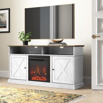 Oaks Concordia Tv Stand For Tvs, White Electric Fireplace Tv Stand With Sliding Barn Doors