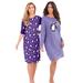 Plus Size Women's 2-Pack Long-Sleeve Sleepshirt by Dreams & Co. in Plum Burst Penguins (Size M/L) Nightgown
