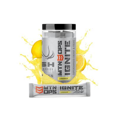 MTN OPS HUSH Ignite Supercharged Energy Drink 20 Trail Packs Lemonade 1104260320