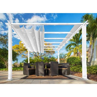 Paragon Outdoor Almuiminium Pergola Florida Pavillon mit ausziehbarem Sonnensegel weiß 350 x 350 x