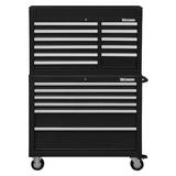 WESTWARD 7CY12 42"W Tool Chest and Cabinet Combination 17 Drawers, Black,