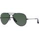 Ray-Ban Aviator Large Metal RB3025 Sunglasses Black Frame Crystal Green Polarized 62 mm Lenses 002-58-6214