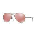 Ray-Ban Aviator Large Metal RB3025 Sunglasses Matte Silver Frame Brown Mirror Pink Lenses RB3025 019/Z2-55