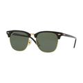 Ray-Ban RB3016F Clubmaster Sunglasses Black Frame Crystal Green Polarized Lenses RB3016F-901/58-55