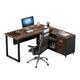 Latitude Run® Burtz L-Shape Desk Wood/Metal in Black/Brown/Gray | 29.52 H x 55.11 W x 23.62 D in | Wayfair 9D77646493CC48ADB02E1A59FADAEC68