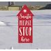 The Holiday Aisle® Santa Stop Here Garden Stake Plastic in Red/White | 35 H x 16 W x 0.1875 D in | Wayfair 9FE4B02E002546CF81E1185A3FACFCCB