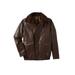 Men's Big & Tall Leather Flight Bomber Jacket by KingSize in Brown (Size 7XL)