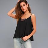 Free People Tops | Free People Womens Deep V Bandeau Lace Cami | Color: Black/Gray | Size: M