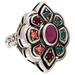 Gucci Jewelry | Gucci Multi Crystal Flower Silver-Tone Ring 3.5-4 | Color: Purple/Silver | Size: 3.5-4
