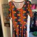 Lularoe Dresses | Candy Corn Print Lularoe Nicole | Color: Blue/Orange | Size: S