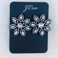 J. Crew Jewelry | J. Crew Black Pav Flower Stud Earrings Nwt | Color: Black/Silver | Size: Os