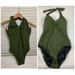 J. Crew Swim | J Crew 10 Olive Green Bamboo Halter Swimsuit | Color: Green | Size: 10