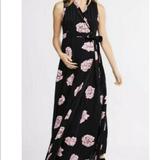 Jessica Simpson Dresses | Jessica Simpson Maternity Floral Wrap Maxi Dress | Color: Black | Size: M
