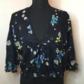Free People Tops | Free People Xs Navy Floral Crop Top | Color: Blue | Size: Xs