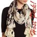 Anthropologie Accessories | Hp Stars New Tie-Dye Tassel Wrap Scarf Black Multi Cream Womens Nwt Cute Gift! | Color: Black/Cream | Size: Os