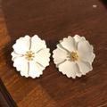 Anthropologie Jewelry | Camellia Flower Stud Earring In White | Color: Gold/White | Size: Os