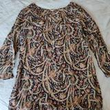 J. Crew Tops | J. Crew Paisley 3/4 Sleeve Blouse Xs | Color: Blue/Tan | Size: Xs