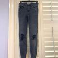 Free People Jeans | Free People High Waisted Grey Denim Ripped Jeans | Color: Gray | Size: 25