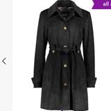 Jessica Simpson Jackets & Coats | Jessica Simpson Black Suede Trench Coat Size Xs | Color: Black/Gold | Size: Xs