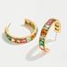 J. Crew Jewelry | J.Crew Square Gem Hoop Earrings In Multi Color Nwt | Color: Gold/Pink | Size: Os