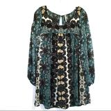 Free People Dresses | Free People Long Sleeves Boho Dress | Color: Black/Green | Size: Xs