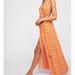 Free People Dresses | Free People Siren Wrap Maxi Dress | Color: Cream/Orange | Size: Xs